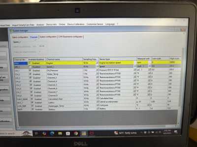 071 Yellow Radical AIM sensor settings